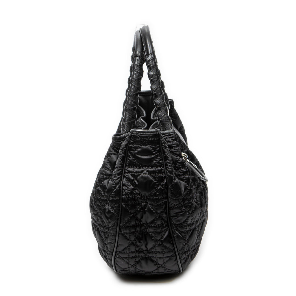 Shoulder Bag Charming Tote Black Cannage Nylon Canvas