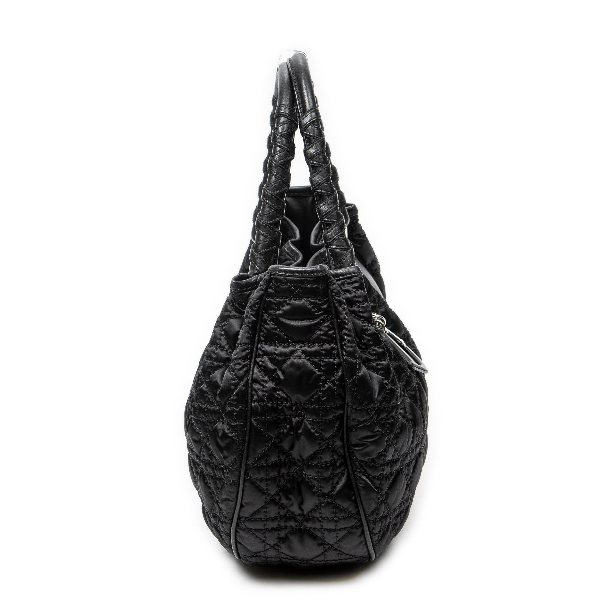 Shoulder Bag Charming Tote Black Cannage Nylon Canvas
