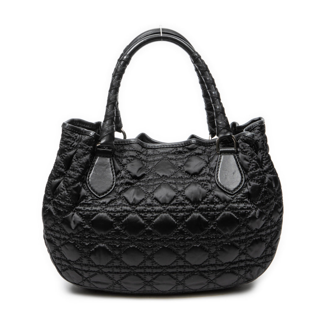 Shoulder Bag Charming Tote Black Cannage Nylon Canvas