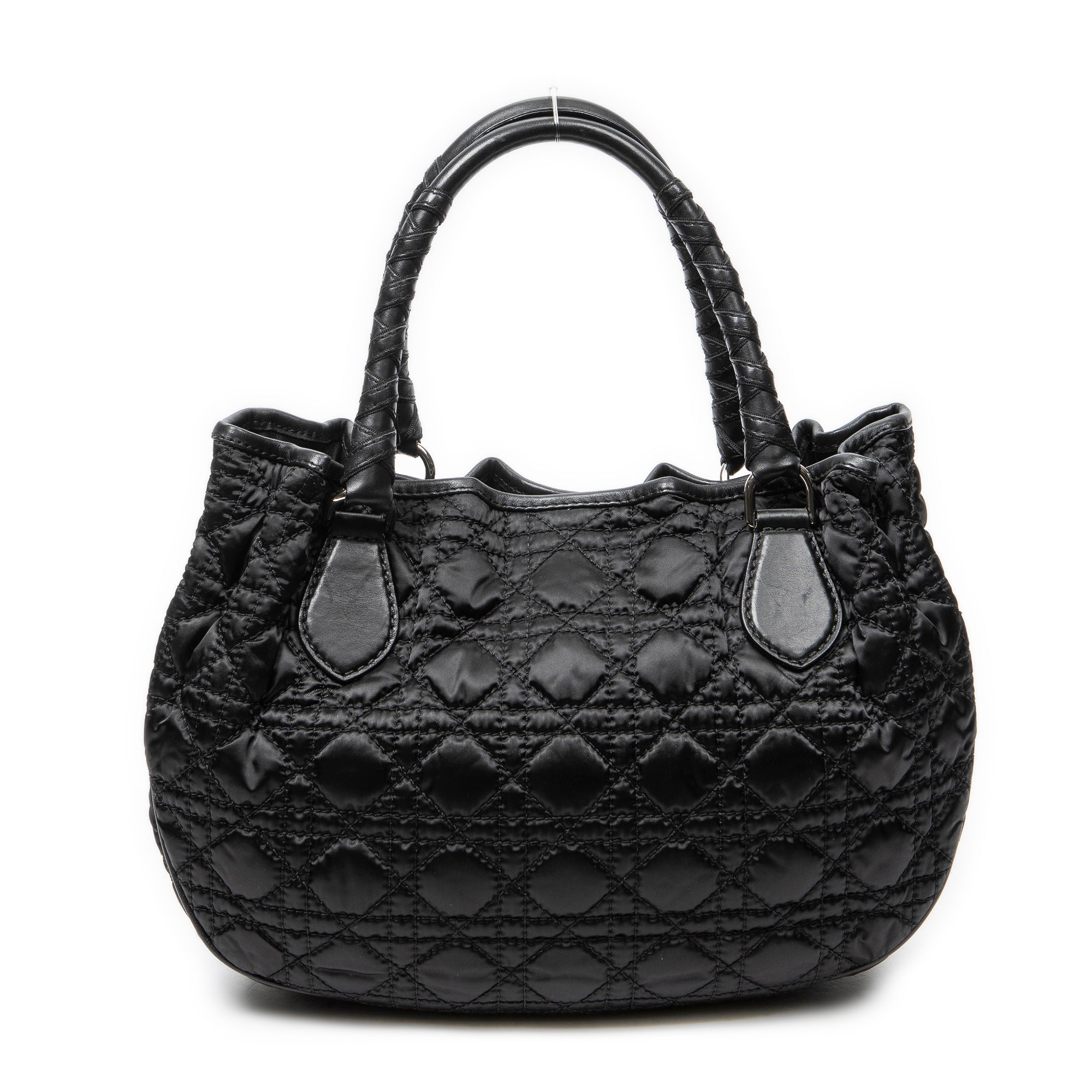 Shoulder Bag Charming Tote Black Cannage Nylon Canvas