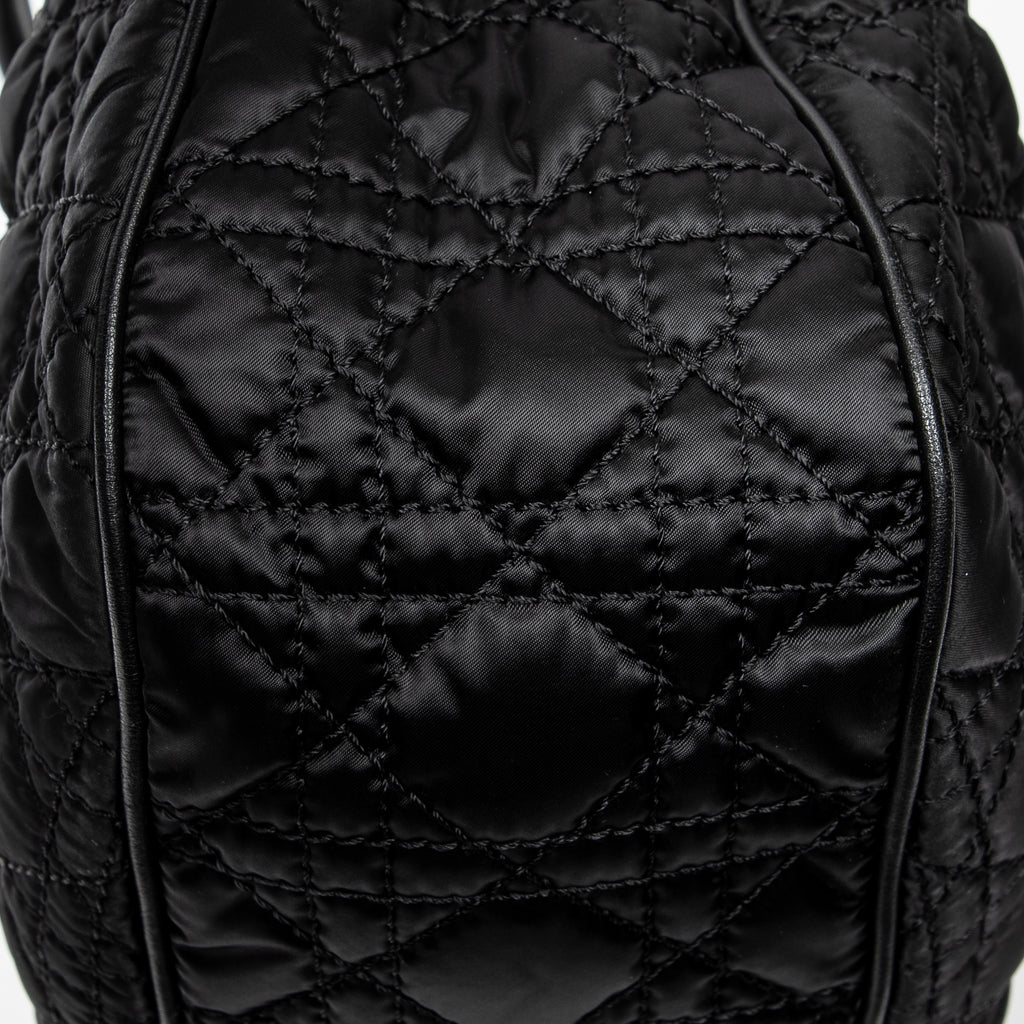 Shoulder Bag Charming Tote Black Cannage Nylon Canvas