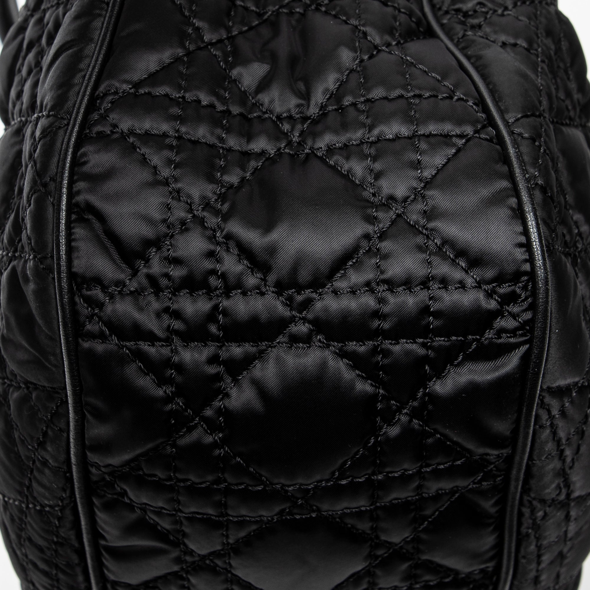 Shoulder Bag Charming Tote Black Cannage Nylon Canvas