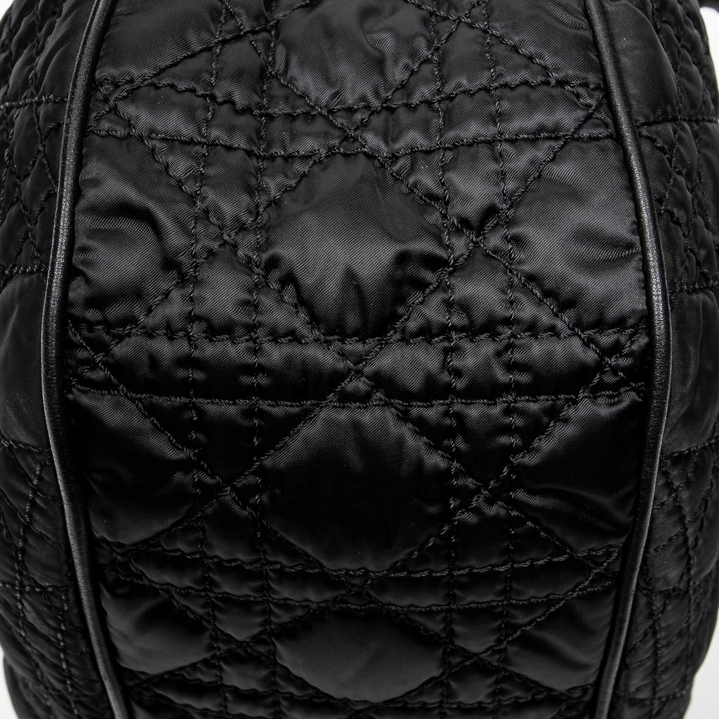 Shoulder Bag Charming Tote Black Cannage Nylon Canvas