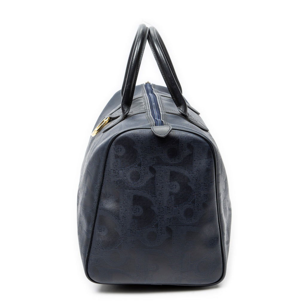 Bolsa de viaje vintage mediana Boston Navy lona revestida Diorissimo
