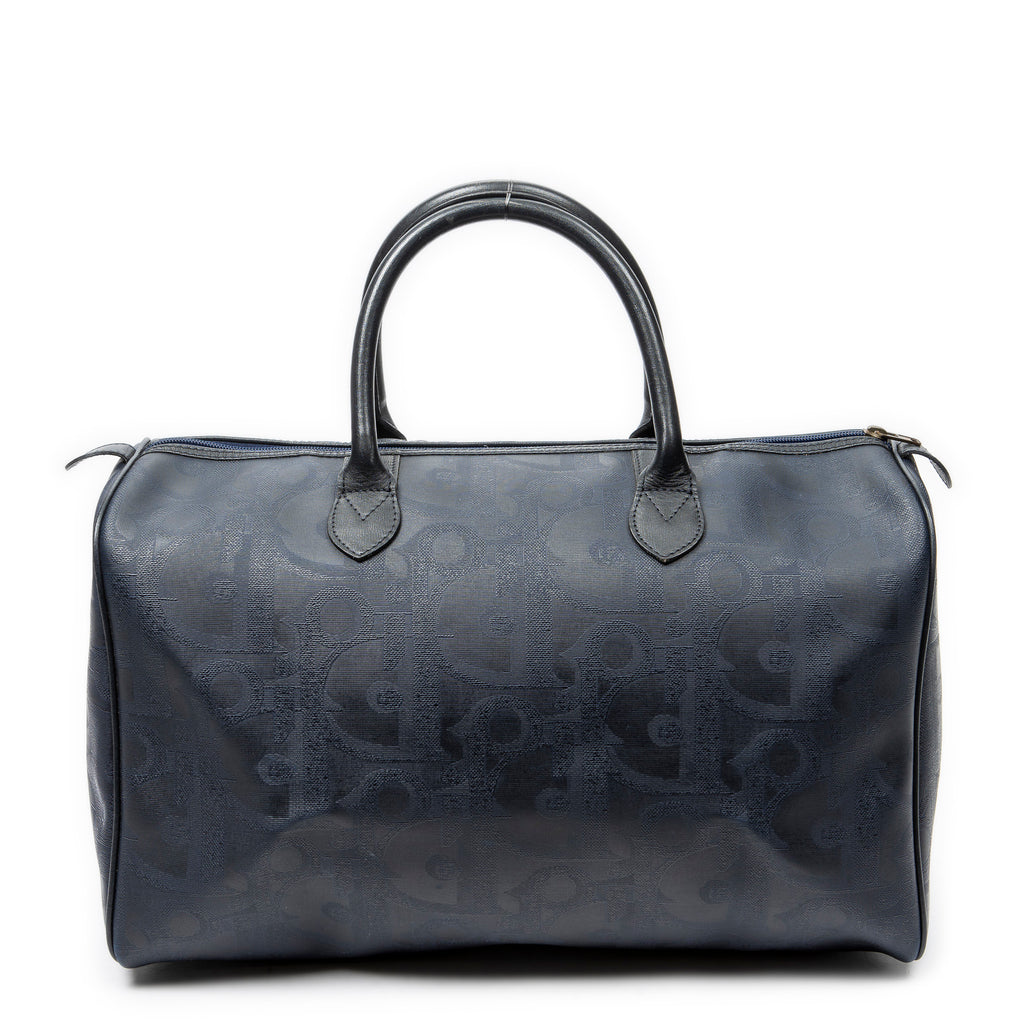 Bolsa de viaje vintage mediana Boston Navy lona revestida Diorissimo