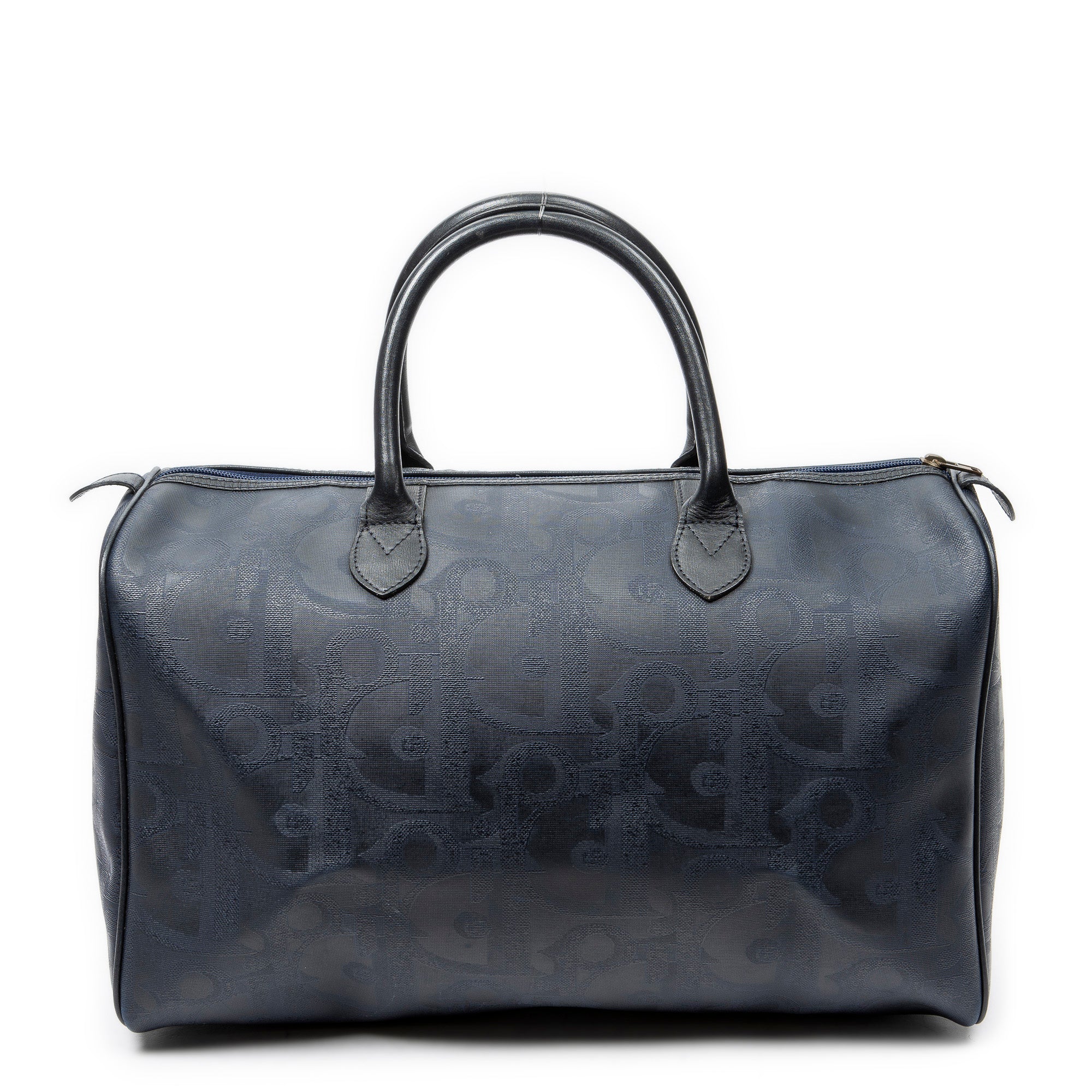 Bolsa de viaje vintage mediana Boston Navy lona revestida Diorissimo