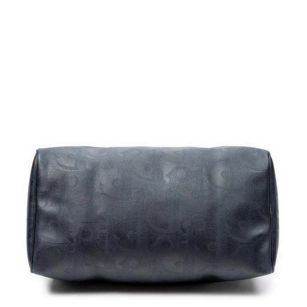 Bolsa de viaje vintage mediana Boston Navy lona revestida Diorissimo