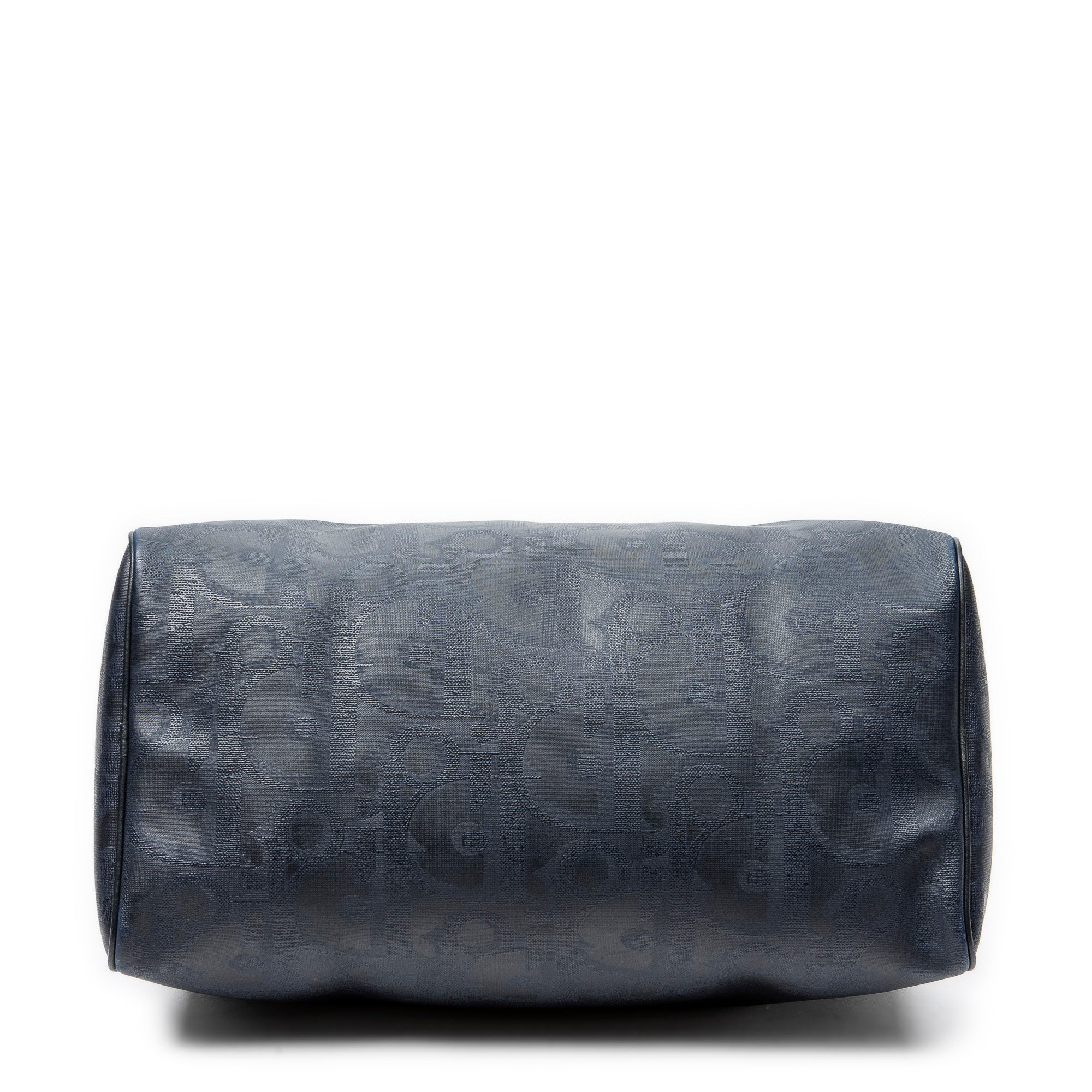 Bolsa de viaje vintage mediana Boston Navy lona revestida Diorissimo