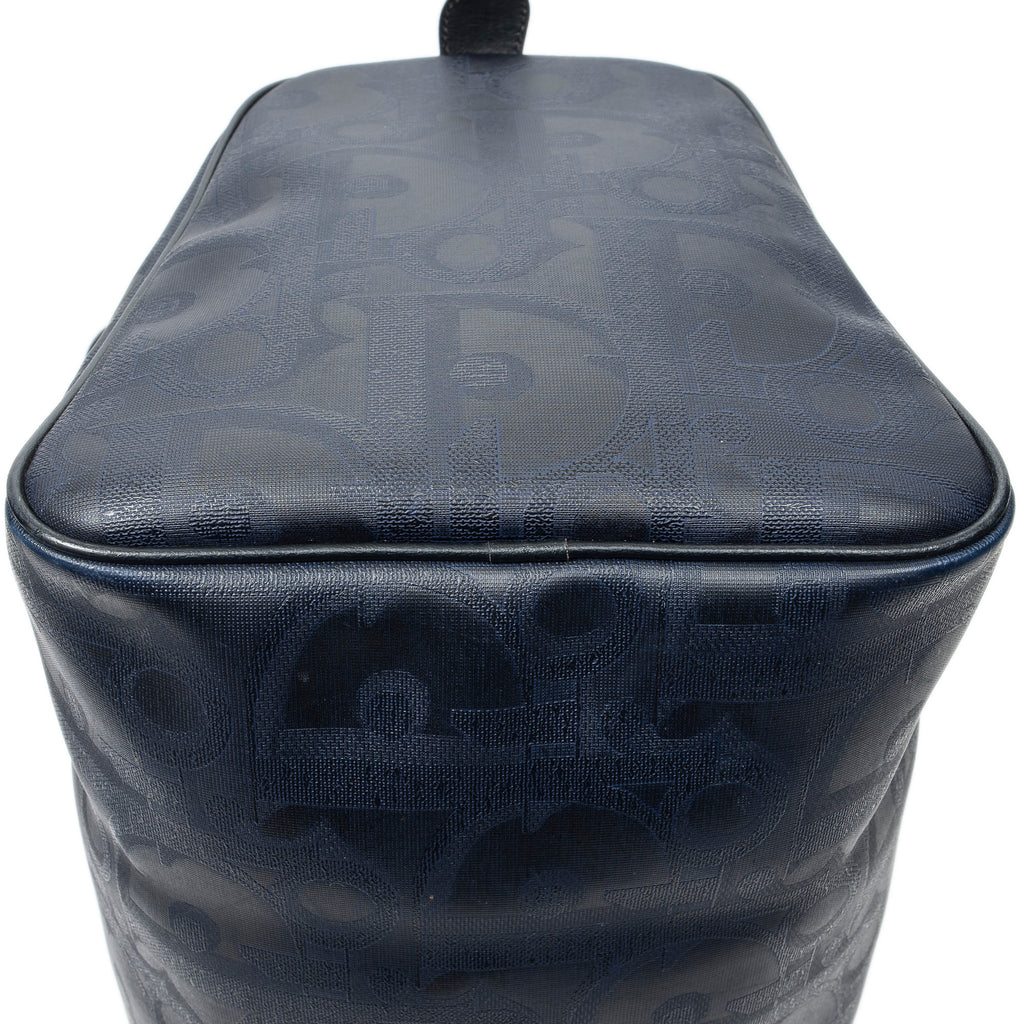 Bolsa de viaje vintage mediana Boston Navy lona revestida Diorissimo