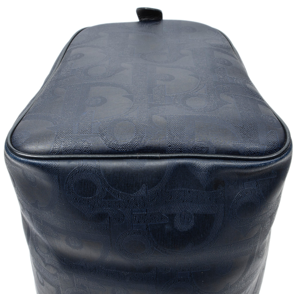 Bolsa de viaje vintage mediana Boston Navy lona revestida Diorissimo