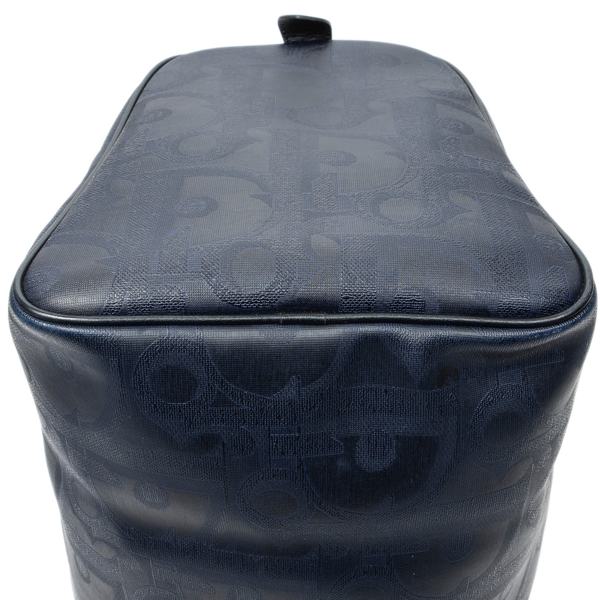 Bolsa de viaje vintage mediana Boston Navy lona revestida Diorissimo