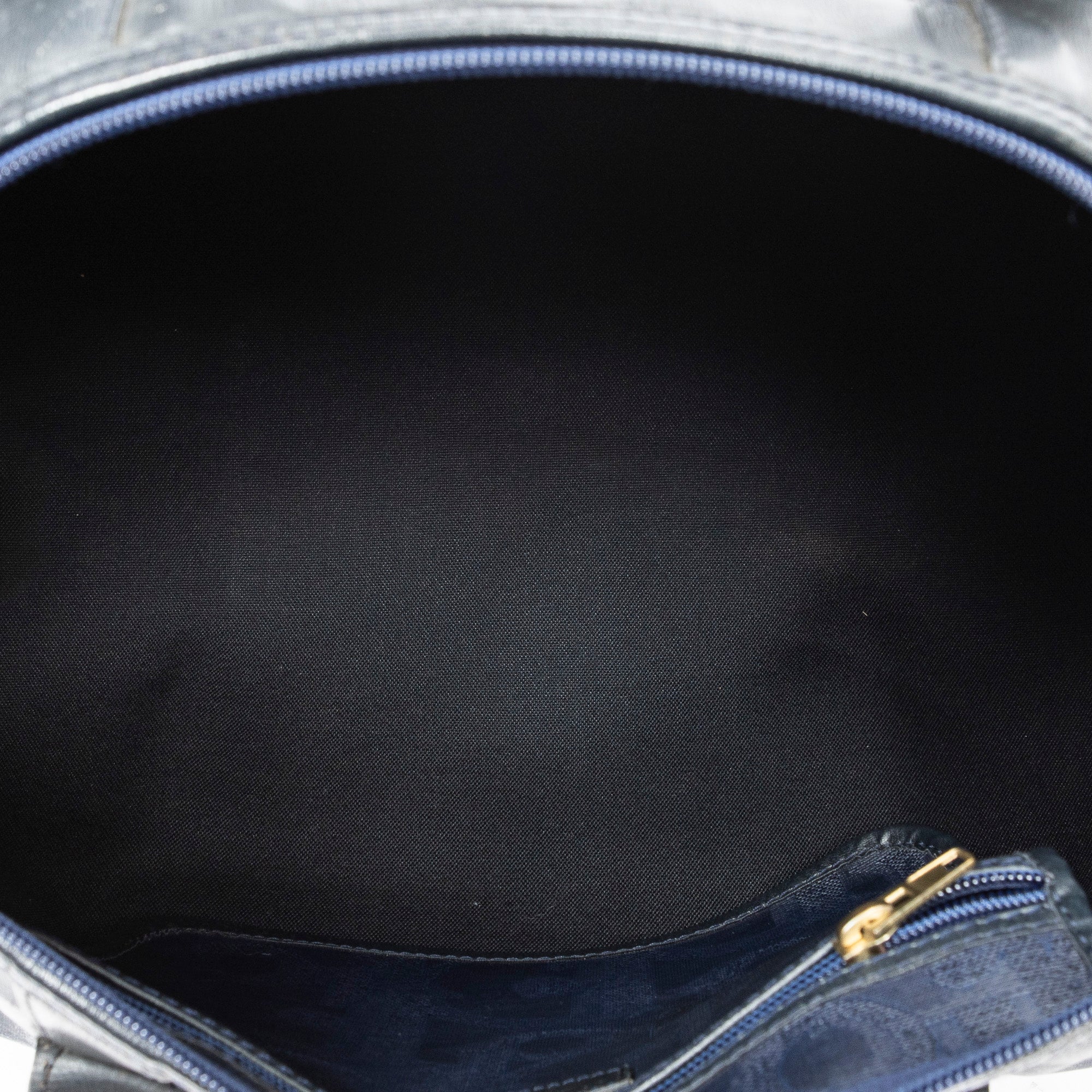 Bolsa de viaje vintage mediana Boston Navy lona revestida Diorissimo