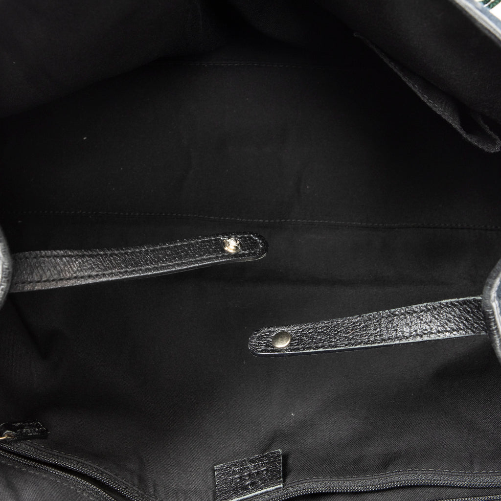 Bolso de hombro mediano Princy Tote lona monograma negro
