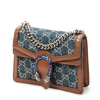 Shoulder Bag Mini Dionysus Chain Crossbody Blue Denim Monogrammed Denim Canvas
