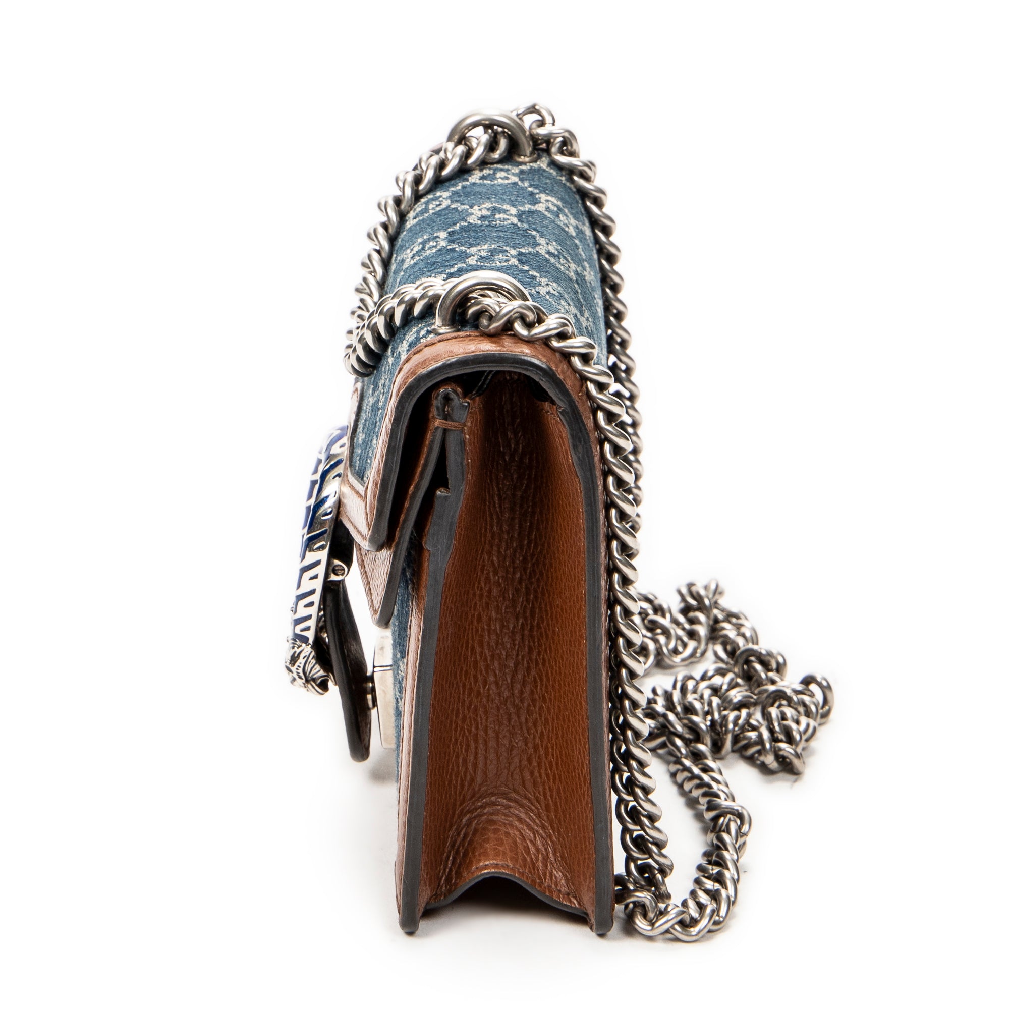 Shoulder Bag Mini Dionysus Chain Crossbody Blue Denim Monogrammed Denim Canvas