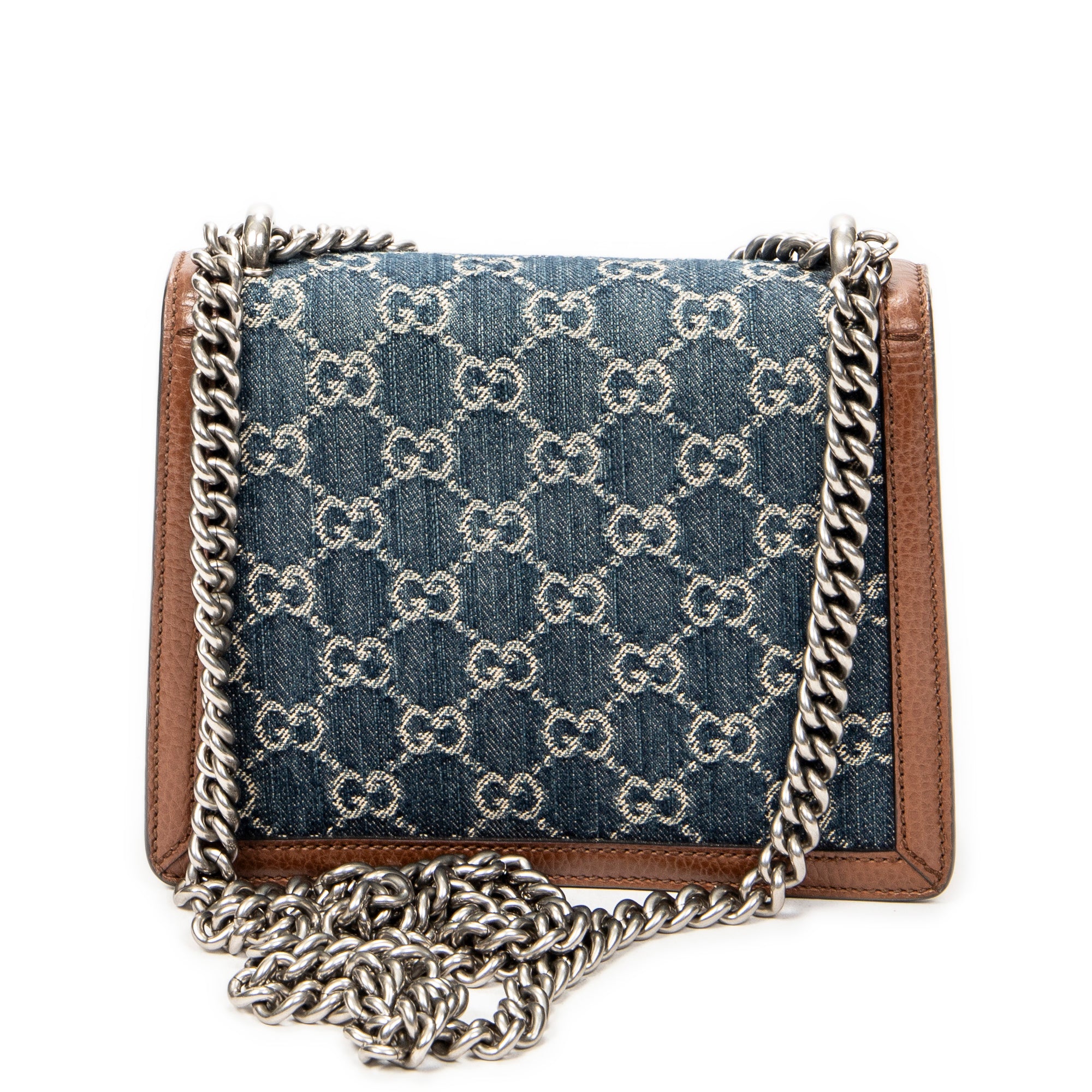 Shoulder Bag Mini Dionysus Chain Crossbody Blue Denim Monogrammed Denim Canvas