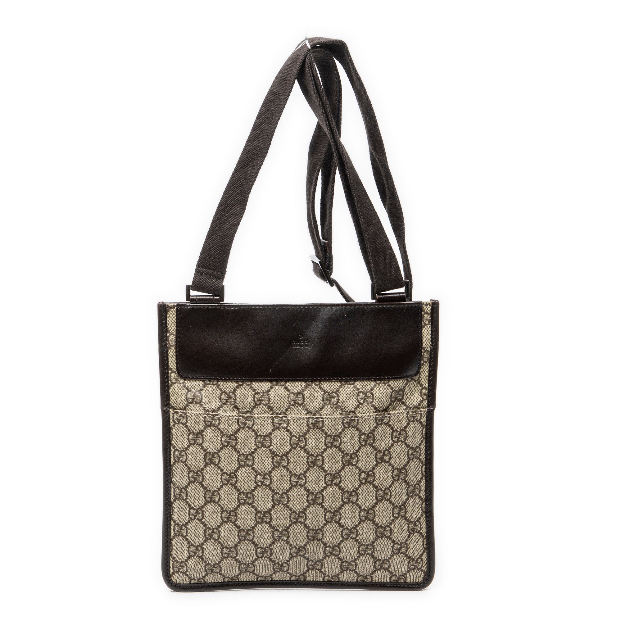 Shoulder Bag Small Flat Messenger Beige Supreme Coated Canvas