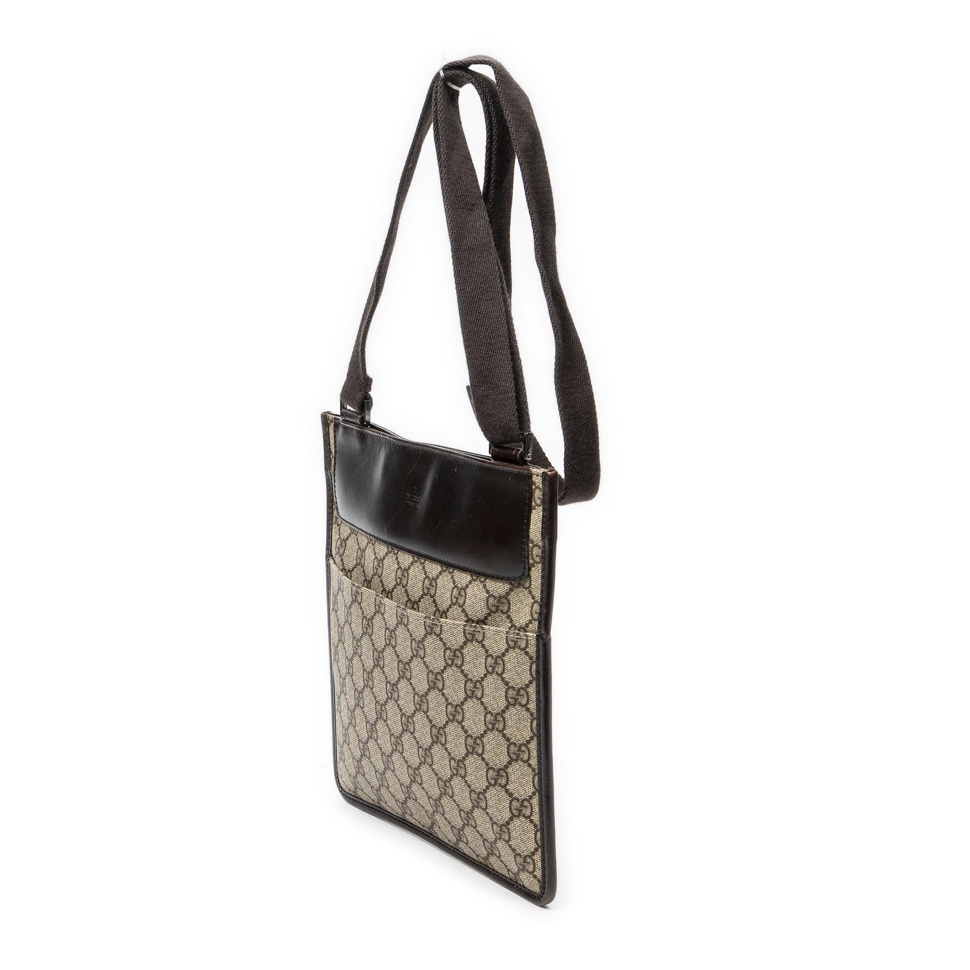 Shoulder Bag Small Flat Messenger Beige Supreme Coated Canvas