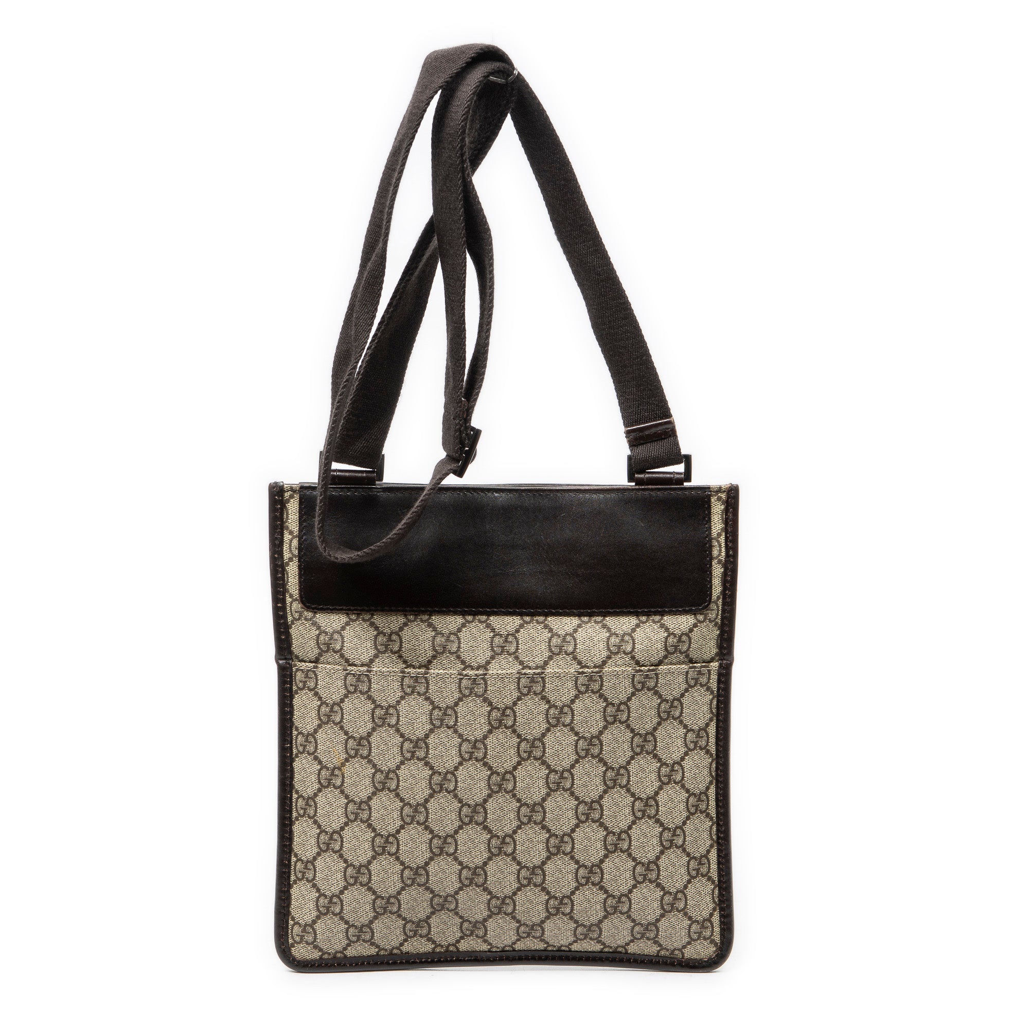 Shoulder Bag Small Flat Messenger Beige Supreme Coated Canvas
