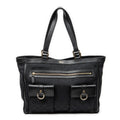 Shoulder Bag Abbey Pocket Tote Black Monogrammed Canvas