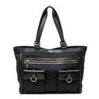 Shoulder Bag Abbey Pocket Tote Black Monogrammed Canvas
