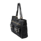 Shoulder Bag Abbey Pocket Tote Black Monogrammed Canvas