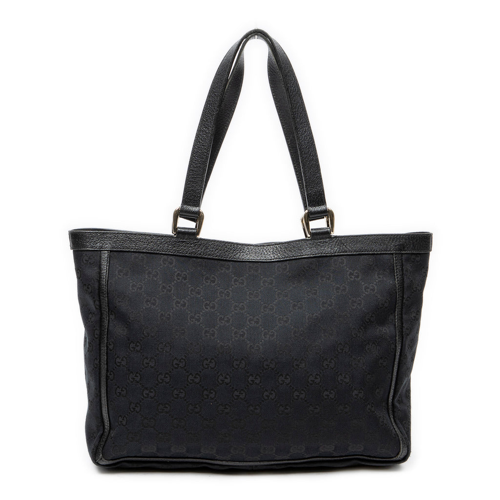 Shoulder Bag Abbey Pocket Tote Black Monogrammed Canvas