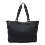 Shoulder Bag Abbey Pocket Tote Black Monogrammed Canvas