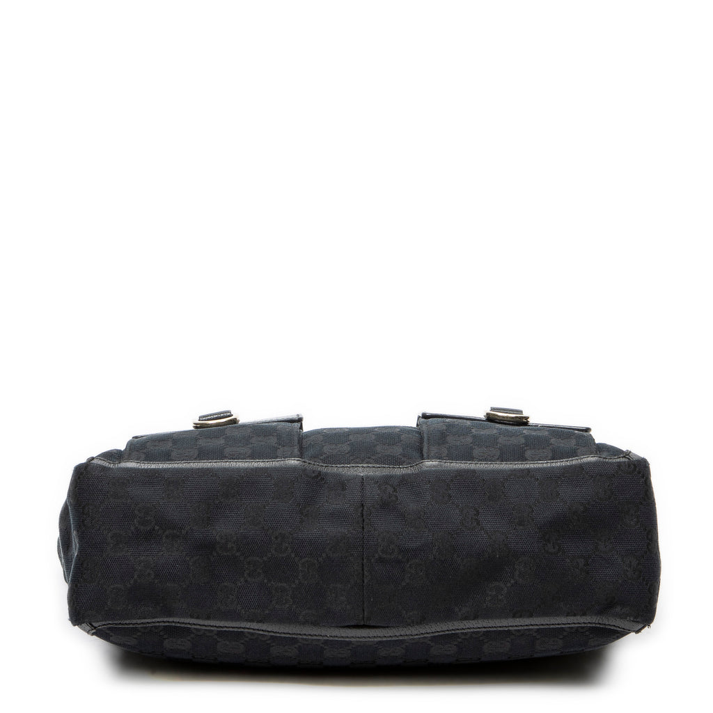 Shoulder Bag Abbey Pocket Tote Black Monogrammed Canvas