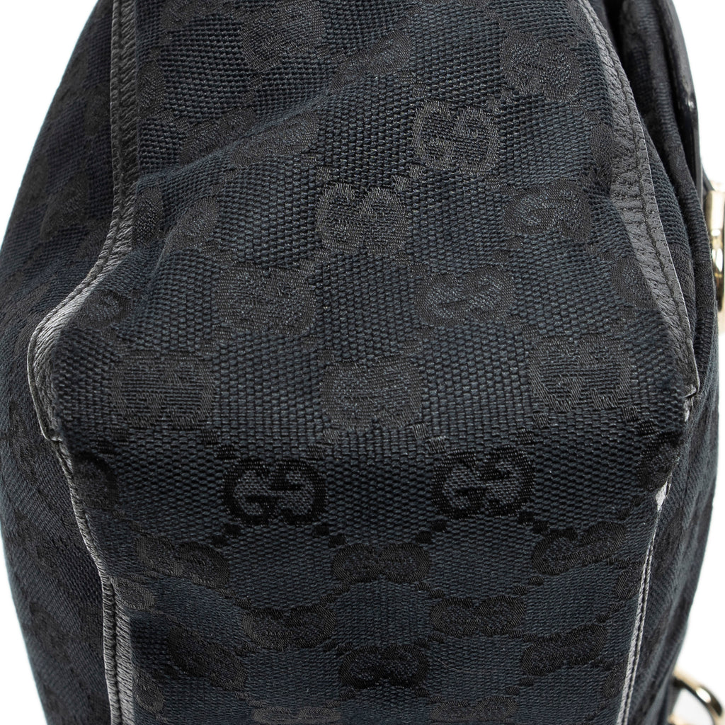 Shoulder Bag Abbey Pocket Tote Black Monogrammed Canvas