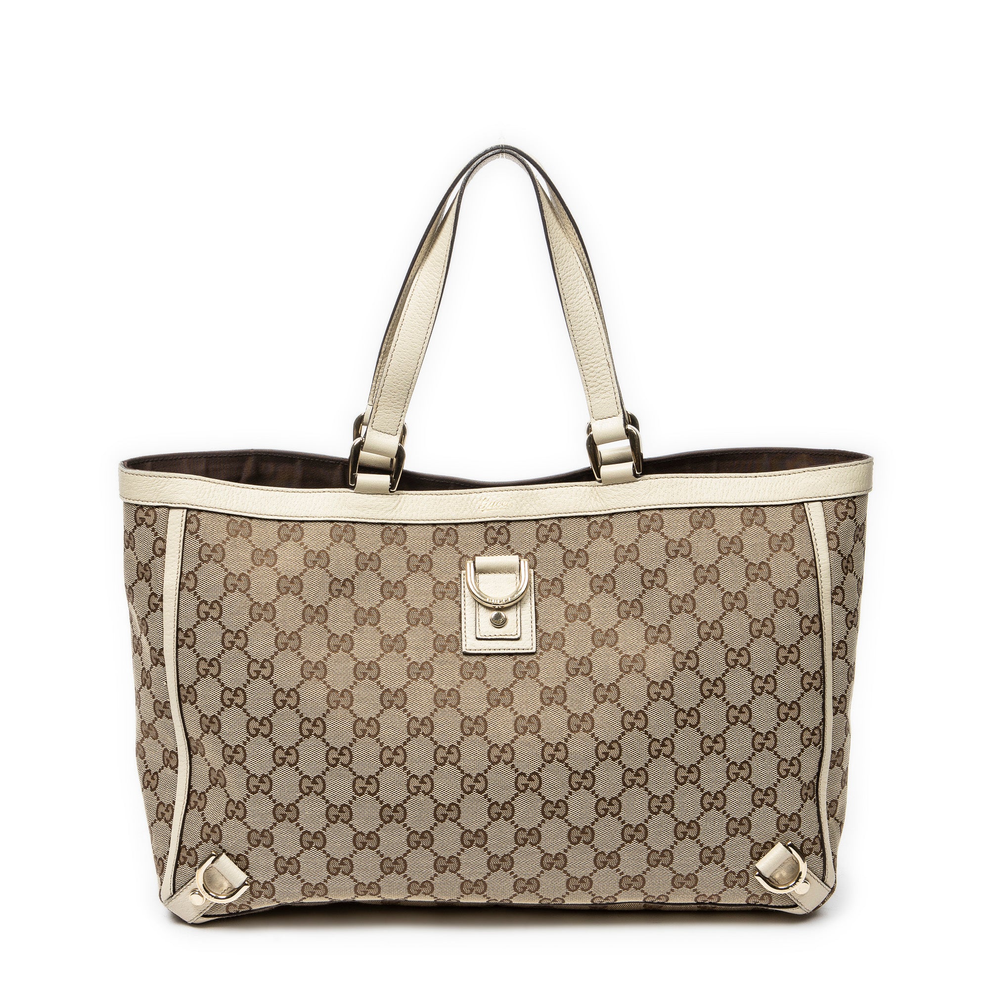 Shoulder Bag Large Abbey D-Ring Tote Ivory Monogrammed Canvas