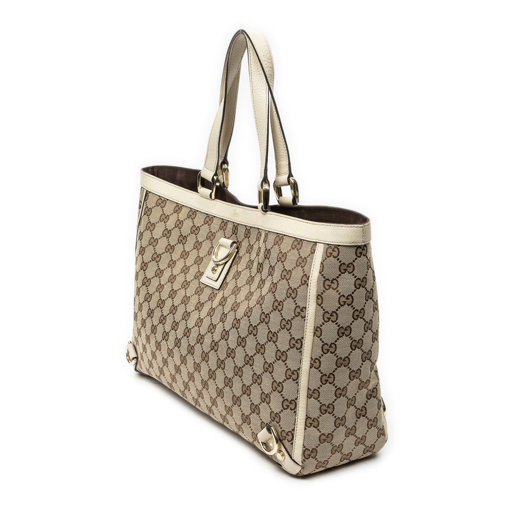 Shoulder Bag Large Abbey D-Ring Tote Ivory Monogrammed Canvas