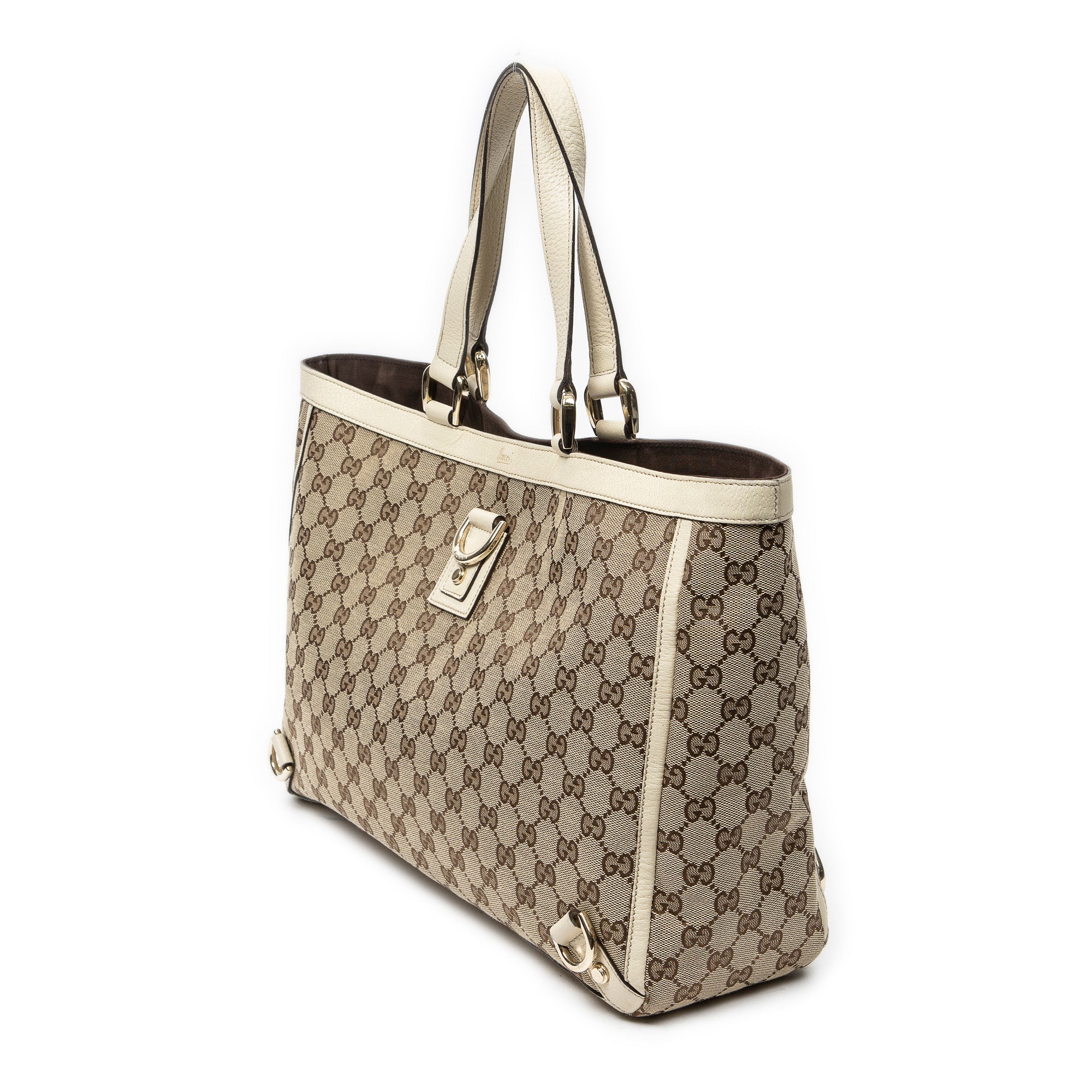 Shoulder Bag Large Abbey D-Ring Tote Ivory Monogrammed Canvas