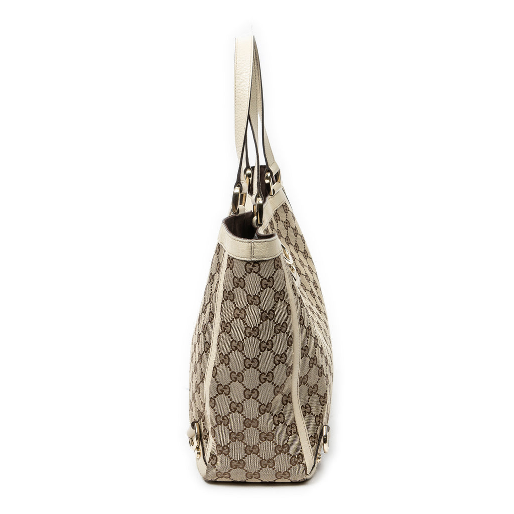 Shoulder Bag Large Abbey D-Ring Tote Ivory Monogrammed Canvas
