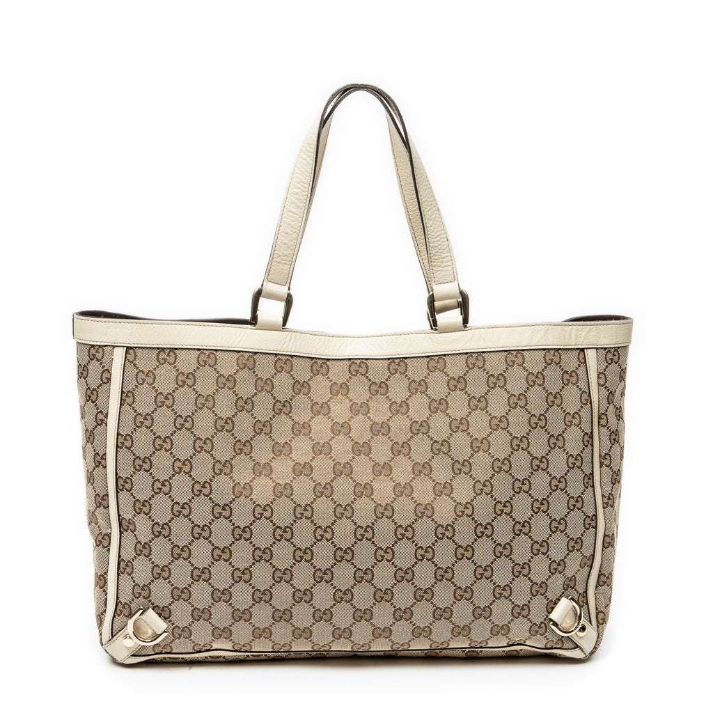 Shoulder Bag Large Abbey D-Ring Tote Ivory Monogrammed Canvas