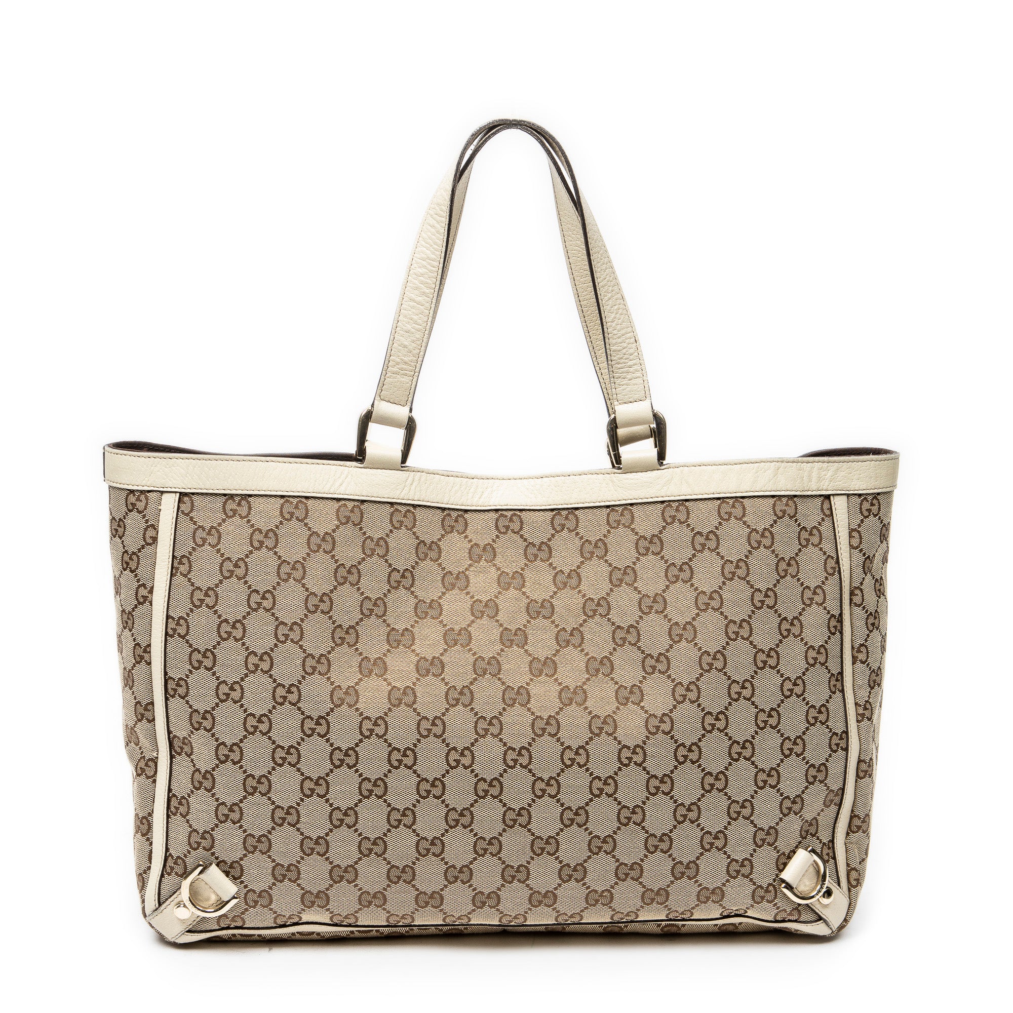 Shoulder Bag Large Abbey D-Ring Tote Ivory Monogrammed Canvas