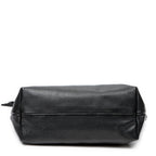 Shoulder Bag Bamboo Tassel Shopping Tote Black Grained Calfskin Leather
