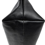 Shoulder Bag Bamboo Tassel Shopping Tote Black Grained Calfskin Leather