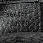 Shoulder Bag Bamboo Tassel Shopping Tote Black Grained Calfskin Leather