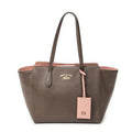 Shoulder Bag Small Swing Tote Brown Grained Calfskin Leather