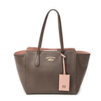 Shoulder Bag Small Swing Tote Brown Grained Calfskin Leather