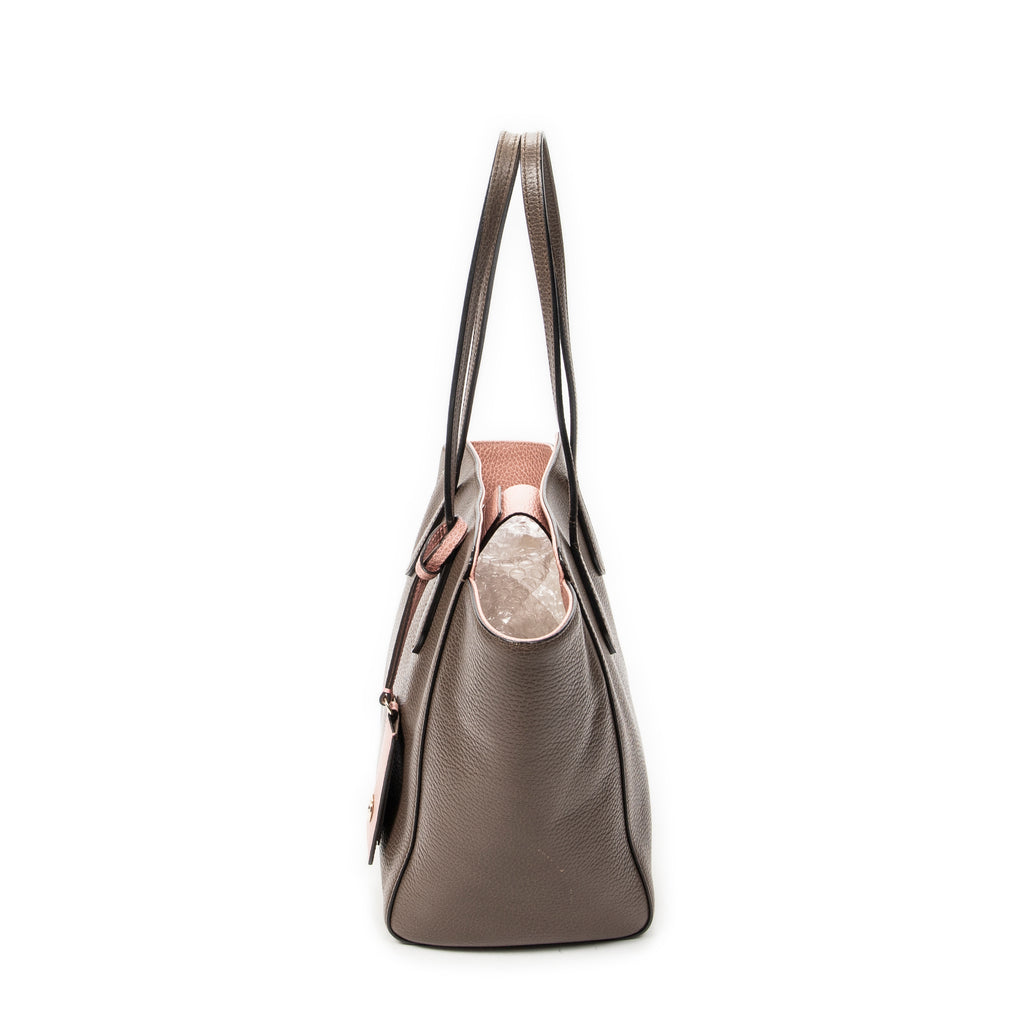 Shoulder Bag Small Swing Tote Brown Grained Calfskin Leather