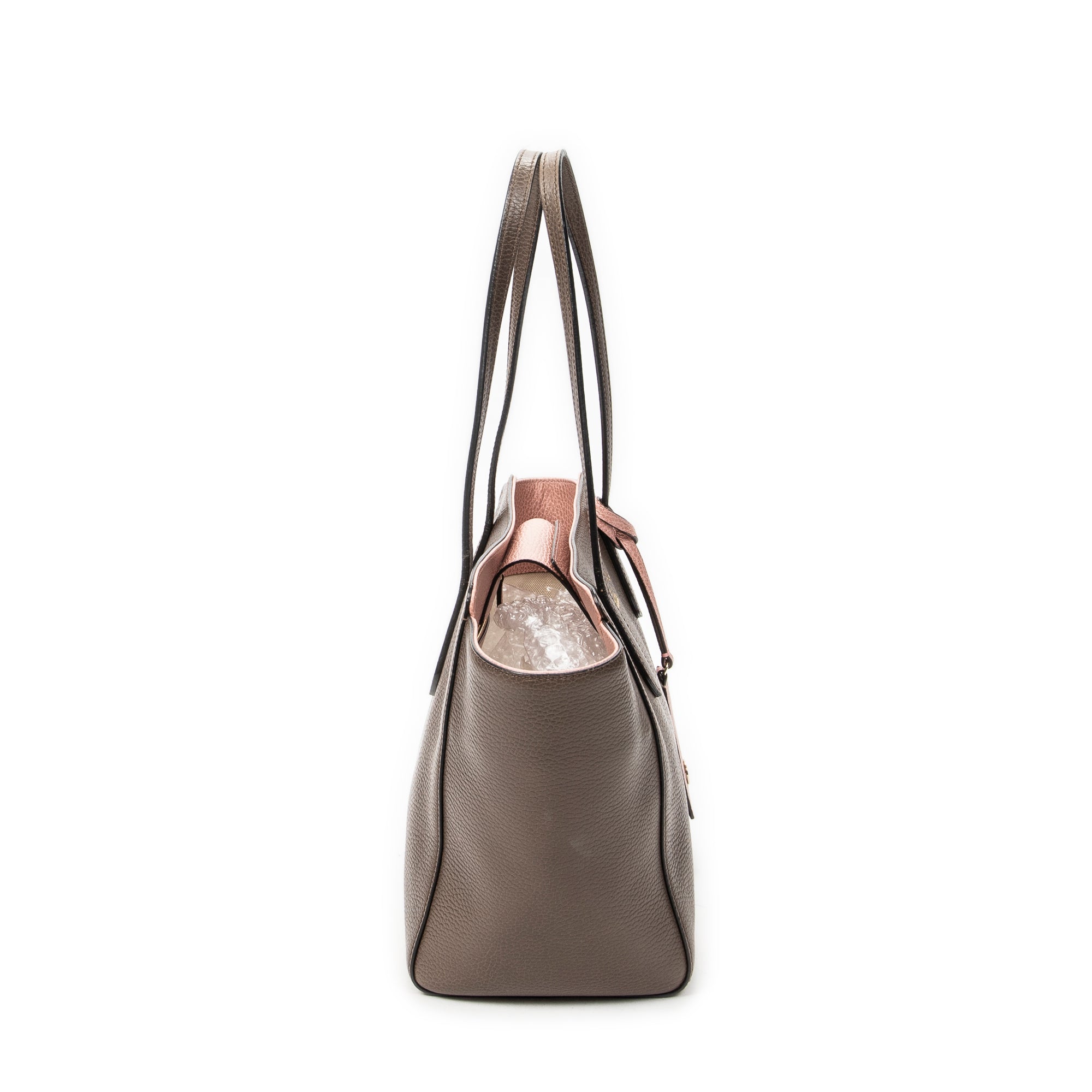 Shoulder Bag Small Swing Tote Brown Grained Calfskin Leather