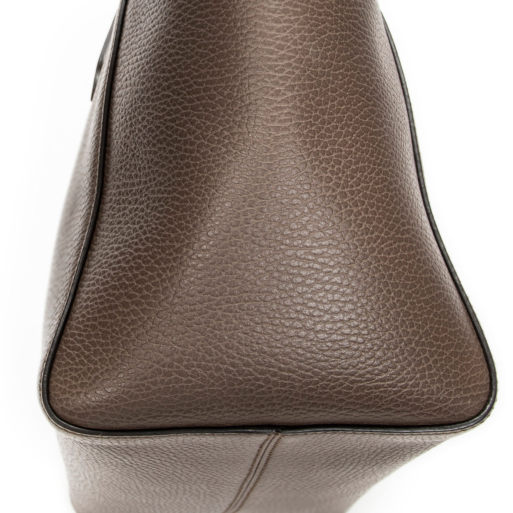 Shoulder Bag Small Swing Tote Brown Grained Calfskin Leather
