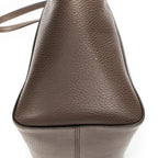 Shoulder Bag Small Swing Tote Brown Grained Calfskin Leather