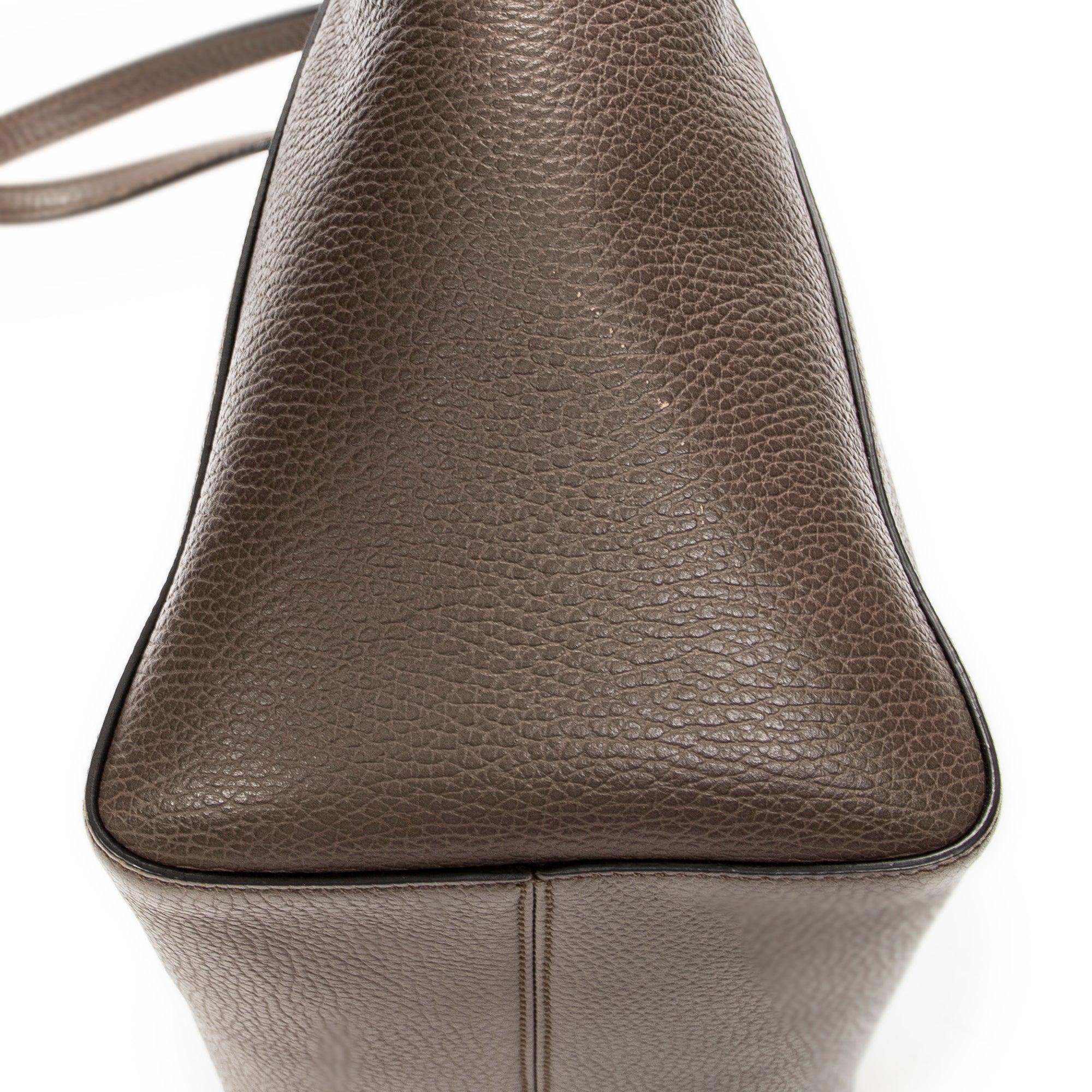 Shoulder Bag Small Swing Tote Brown Grained Calfskin Leather