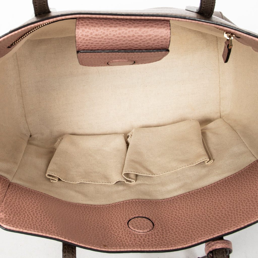 Shoulder Bag Small Swing Tote Brown Grained Calfskin Leather