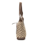 Shoulder Bag Front Pocket Zip Tote Beige Monogrammed Canvas