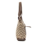 Shoulder Bag Front Pocket Zip Tote Beige Monogrammed Canvas