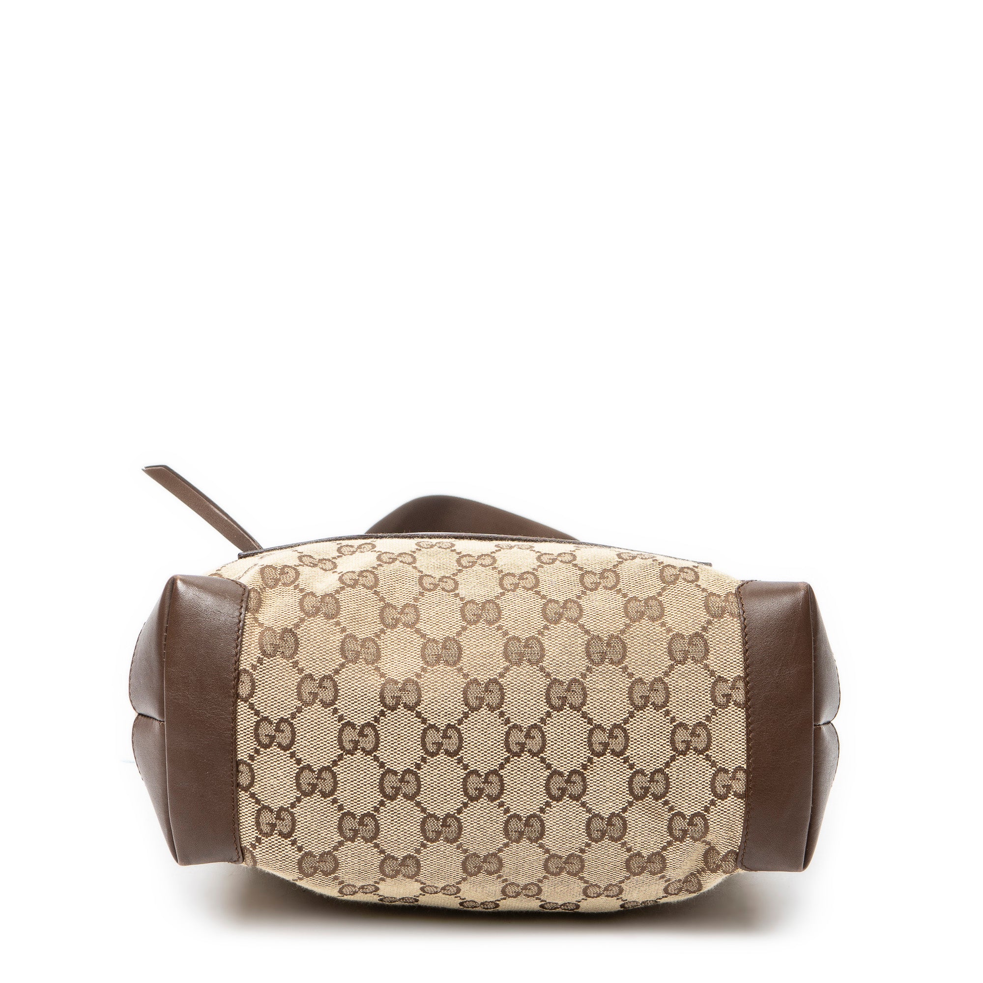 Shoulder Bag Front Pocket Zip Tote Beige Monogrammed Canvas